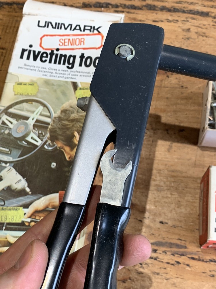 Vintage UNIMARK senior Riveting Tool & Rivets