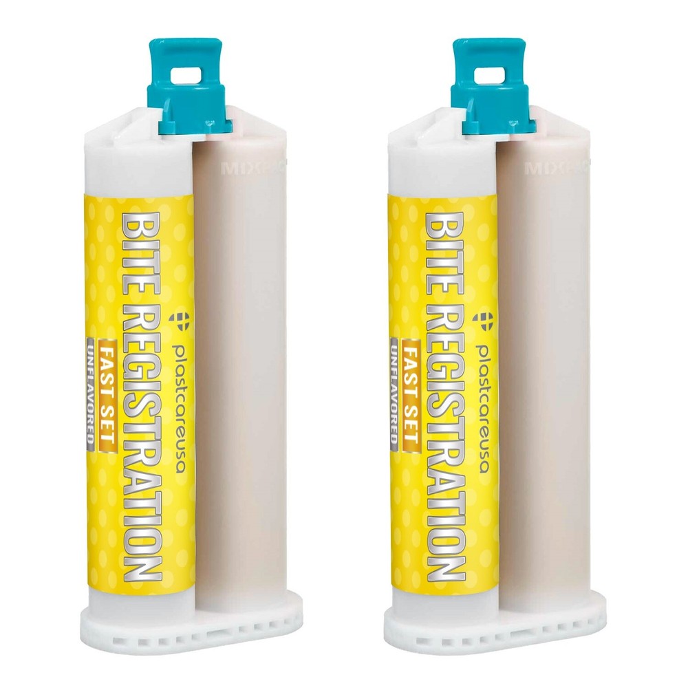 2 X 50ML VPS Unflavored Bite Registration Material FAST Set + 4 PVS Mixing Tips