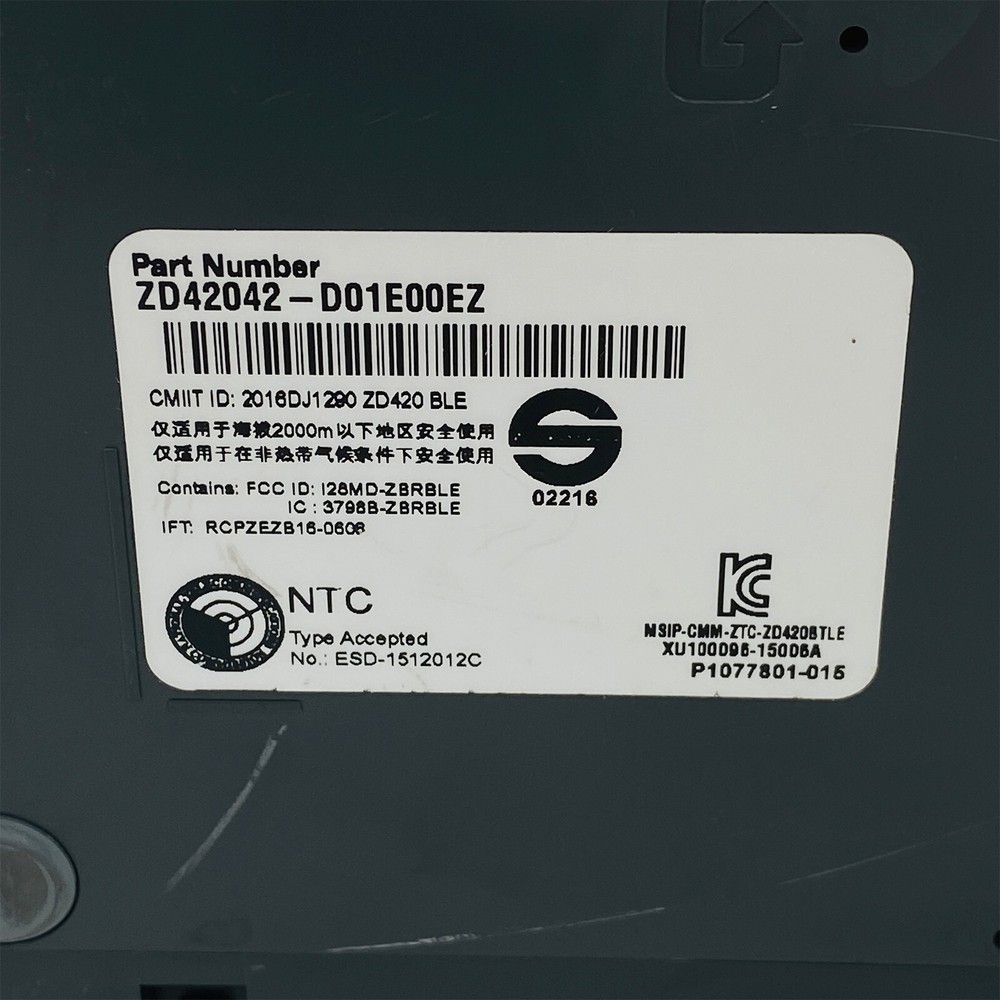 Zebra ZD420 Direct Thermal Barcode Label Printer USB LAN Bluetooth No Adapter