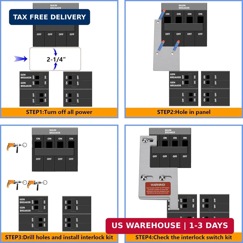 Generator Interlock Kit Compatible with GE General Electeric Vertical Main 150 a