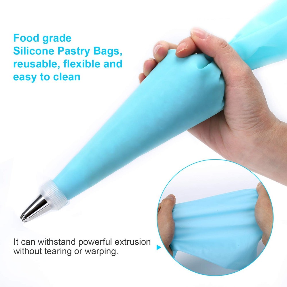 Baking Piping Bags Set, 34Pcs With 24 Tips, Icing Tools, Blue