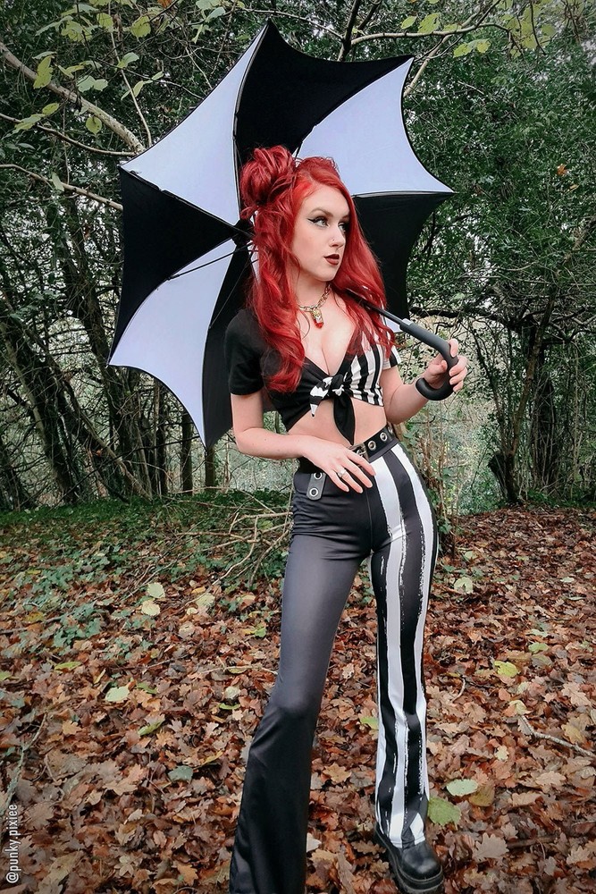 Funeral Procession Umbrella [BLACK/WHITE] Goth Emo Punk