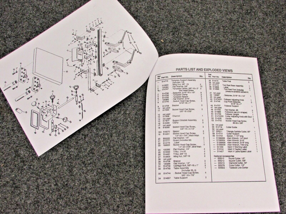 SHOPSMITH LATHE DUPLICATOR PARTS MANUAL w/ EXPLODED VIEWS