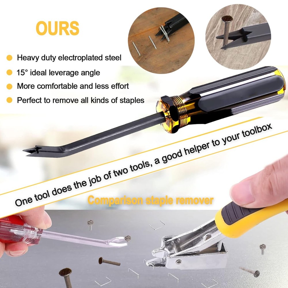 3Pcs Upholstery and Construction Staple Remover with Heavy Duty Staple Puller