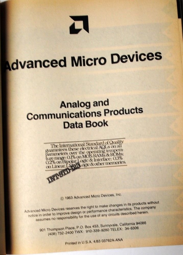" ANALOG and Communication Products Data Book" by Advanced Micro Devices