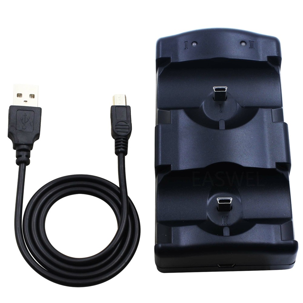 USB Double Charger Dock Stand Charging Station for PS3 Move Wireless Controller