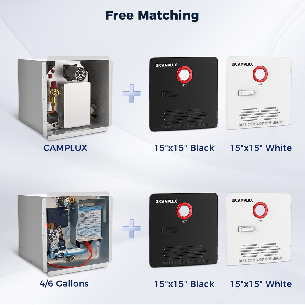 CAMPLUX RV Tankless Water Heater Door - 15x15", Waterproof, for 4/6 Gallon Tanks