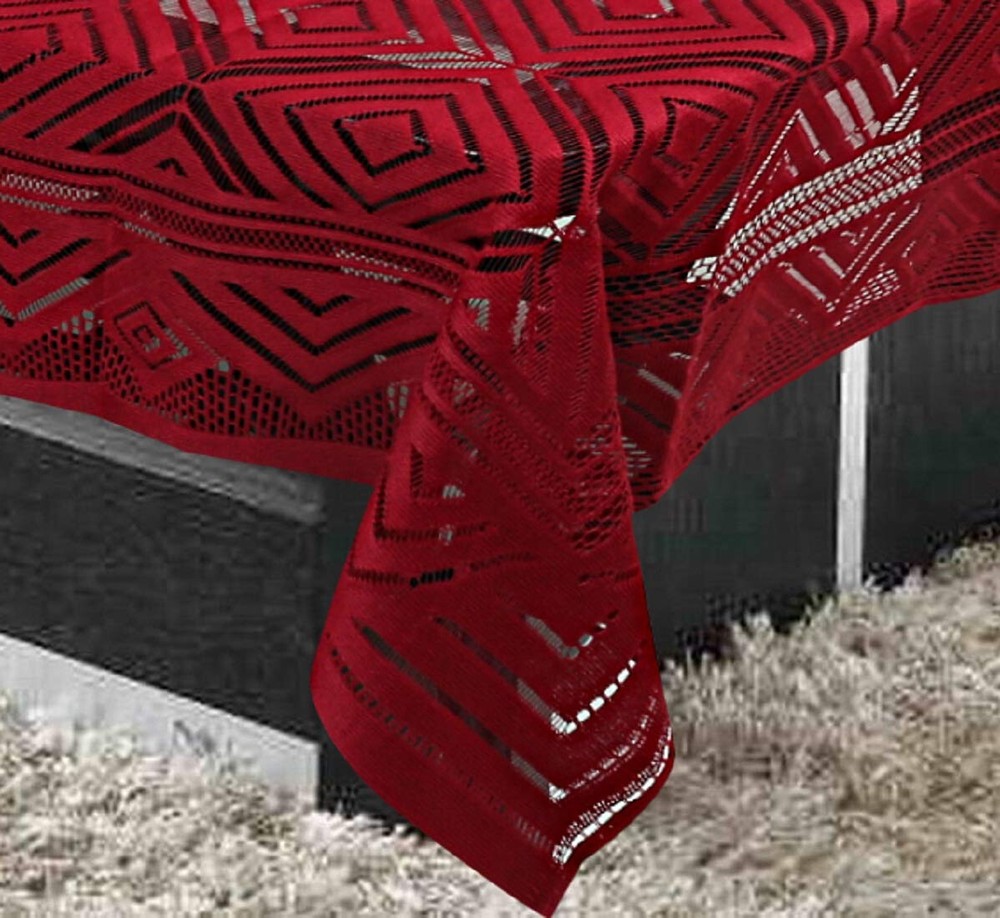 Cotton Rectangular 4 Seater Center Table Cover Maroon