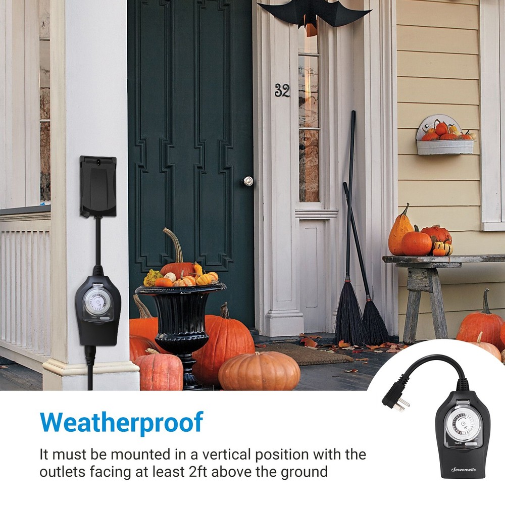 DEWENWILS Outdoor Light Timer Outlet Timer Switch for Lights Programmable