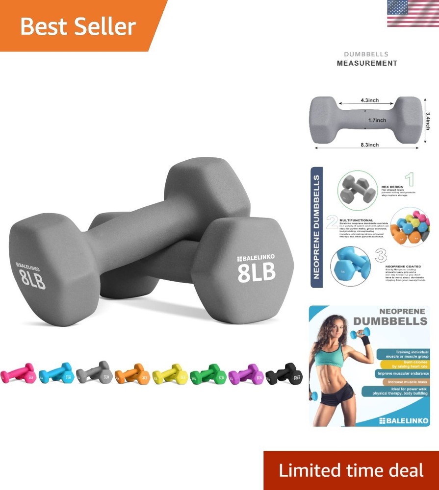 Compact 8 lb Cast Iron Weights - Ergonomic Hand Weights for Strength Training