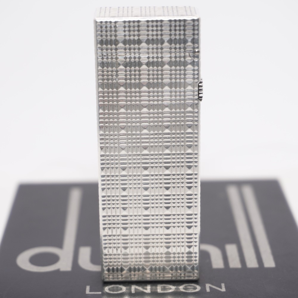 Dunhill Lighter Silver Tartan Pattern-Ultrasonically Cleaned_Working