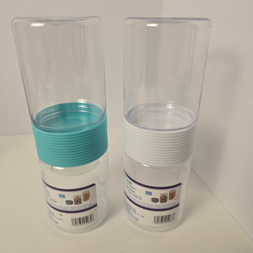 SureFresh Reusable Lunch, Storage Tower Container Blue/White 8.5” (2-Pack)