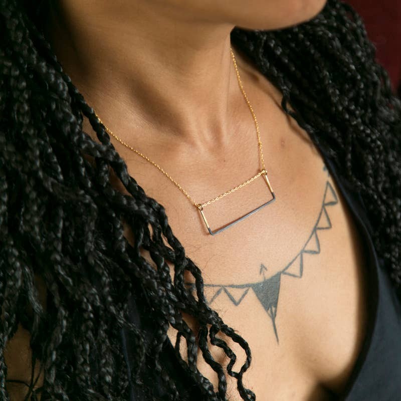 Patina Dipped Rectangle Necklace