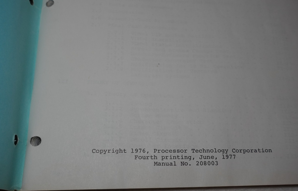 VDM-1 Video Display Module Assembly Test Instructions 1977 Processor Technology
