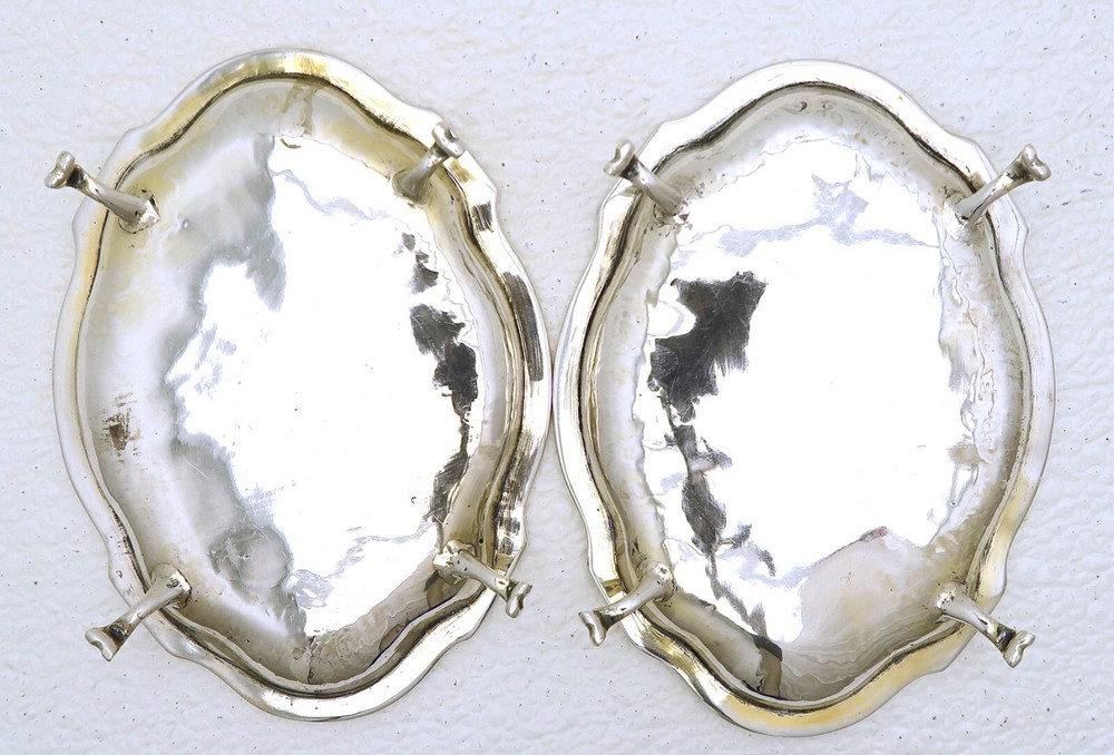 2 Augsburg Solid Silver Dish / Raised Kettle Trivet Tray Hallmarked GV C 1730