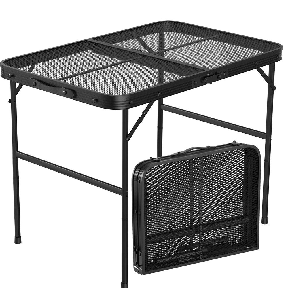 Foldable Camping Table Collapsible Picnic Aluminum Grill Stand Adjustable Table