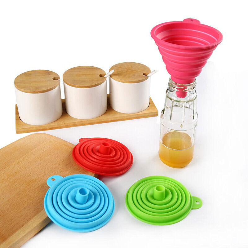 5Pack Foldable Kitchen Funnels Small & Large Silicone Funnel for Cooking Bottles