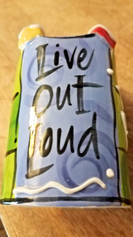 Hand Made Signed Ceramic Pottery Decorative Cup 'LIVE OUT LOUD'
