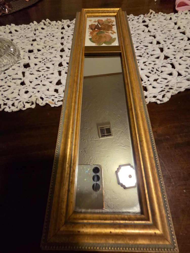 vintage pressed flower mirror