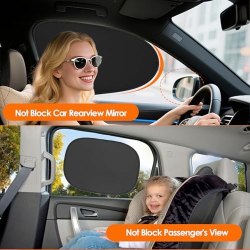 4PCS Electrostatic Car Window Sun Shades for Side Windows, Foldable Car Sun