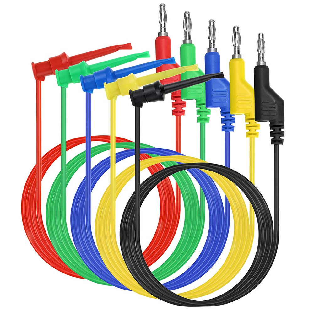 39 Inch Multimeter Test Lead Set - 5 Pcs Stackable Banana Plug to Test Hook Wire