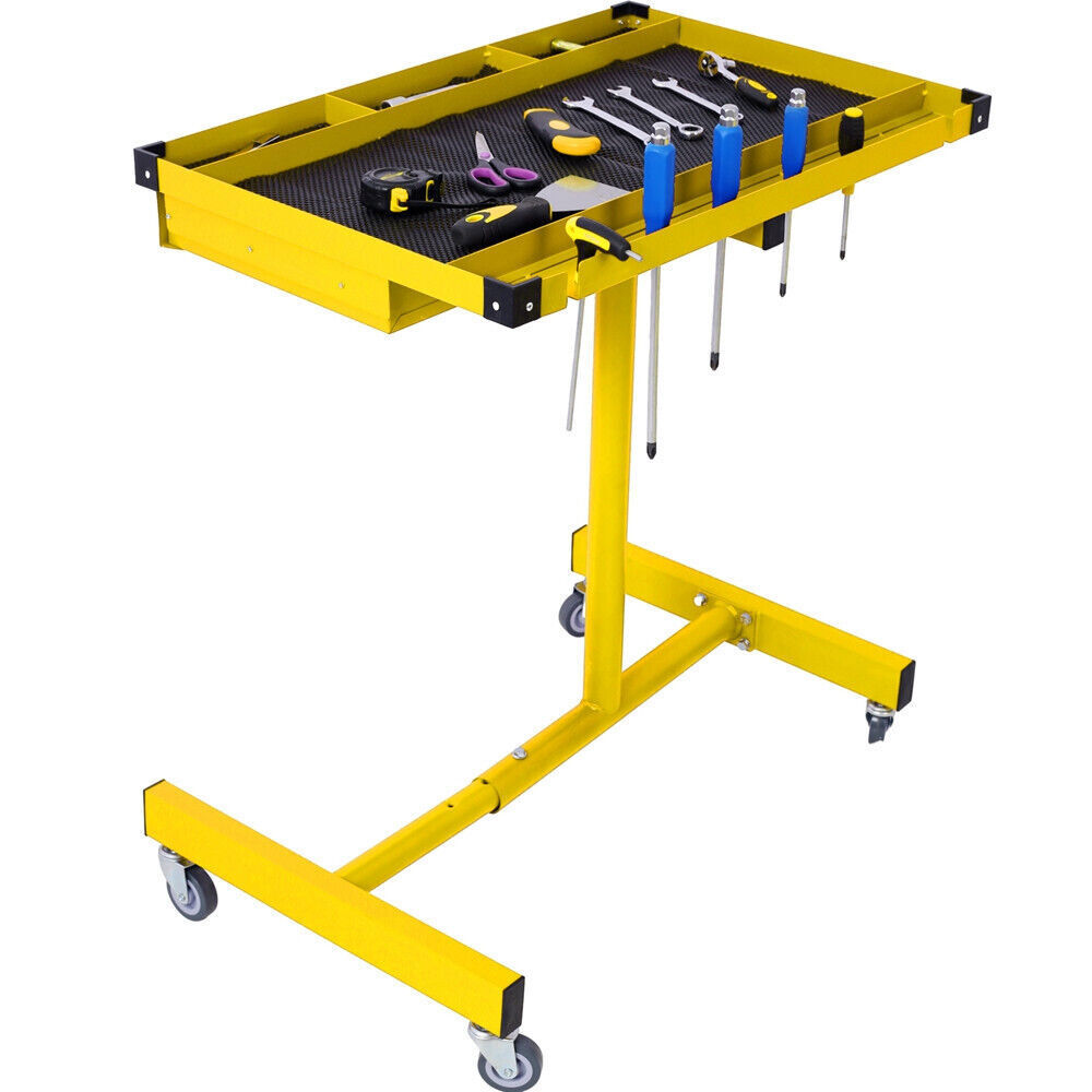 Heavy Duty Adjustable Work Table Bench With Drawer 220 lbs Rolling Tool Cart