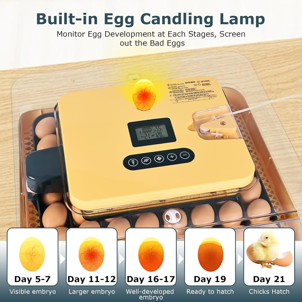 Incubators for Hatching Eggs, 56 Eggs Incubator with Egg Candler, Auto Egg Turne