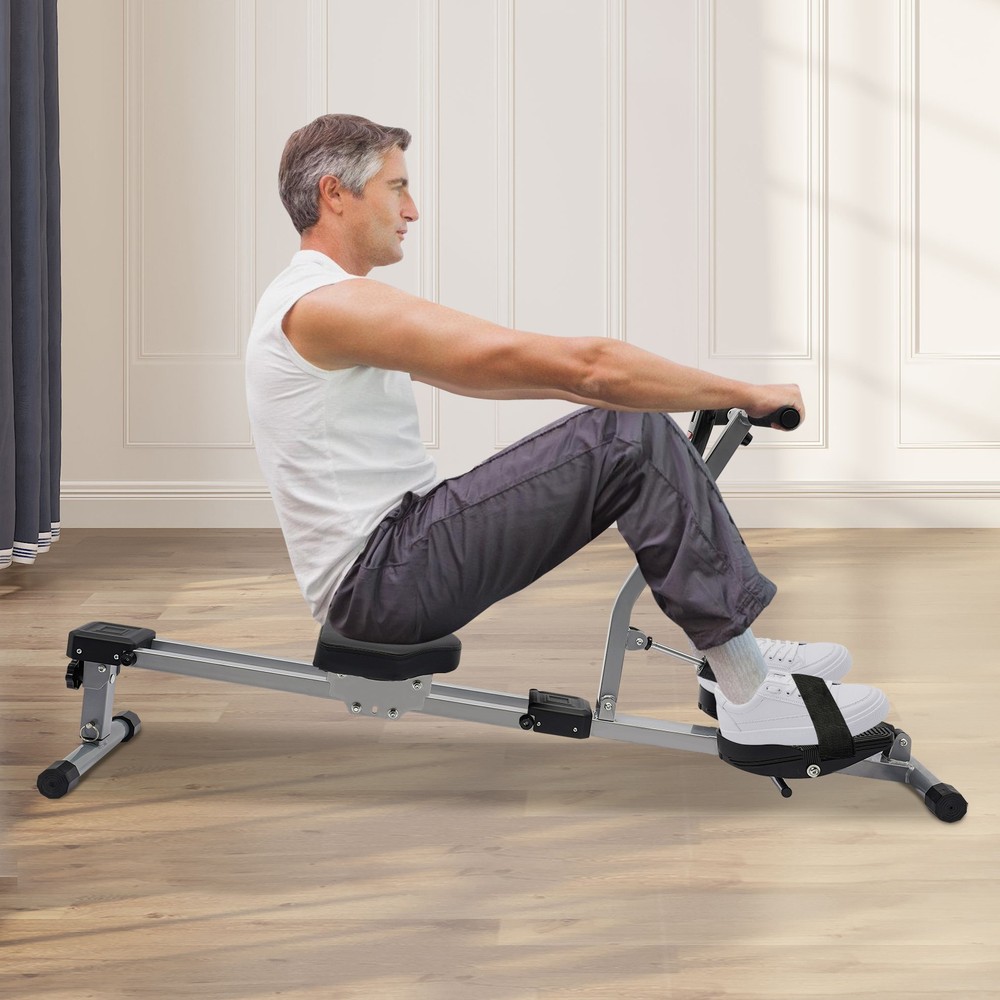 Foldable Rowing Home Rowing Exercise Machine Hydraulic Rowing Machine LED Meter