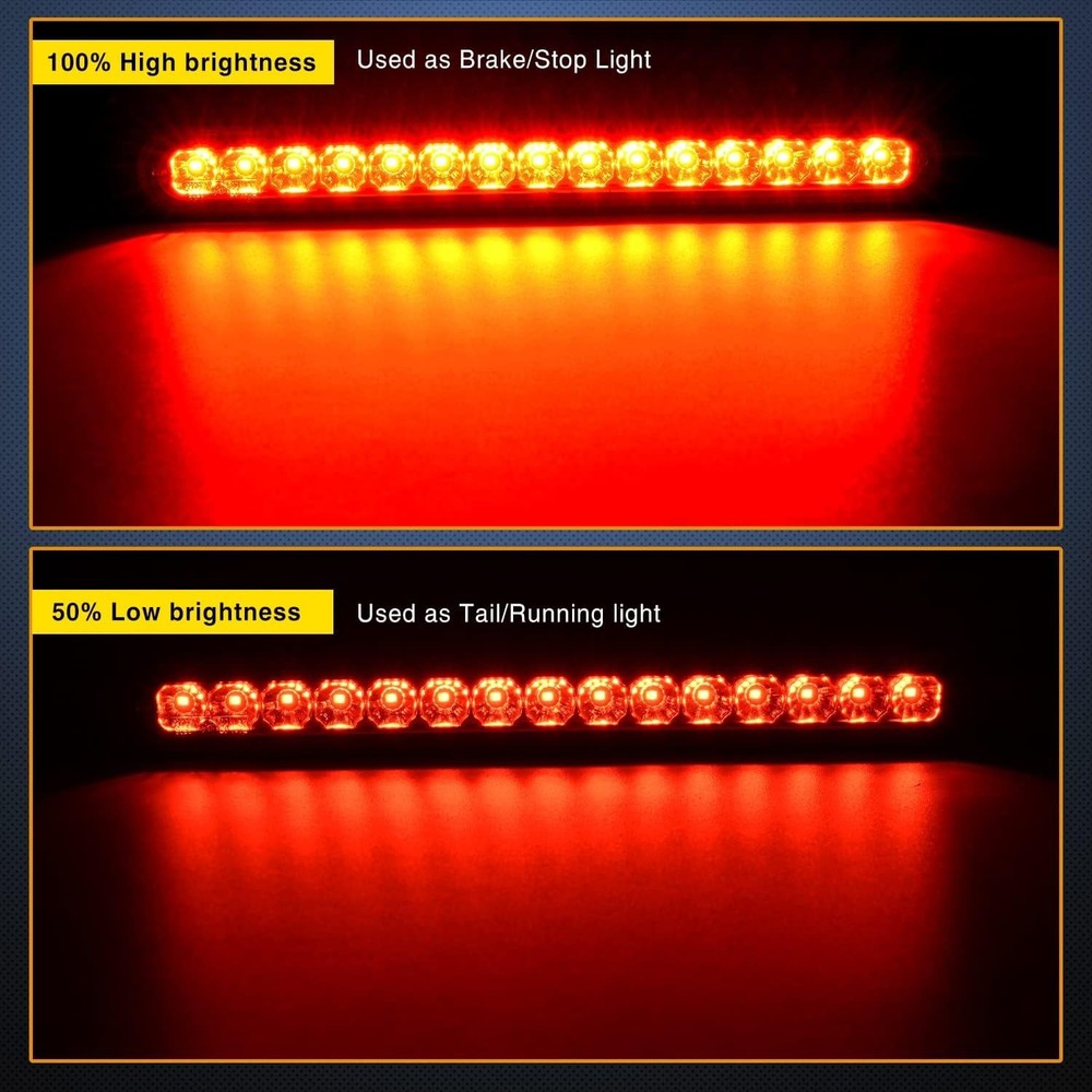 Durable 2PC 10” 15 LED Red Trailer Light Bars - Easy Installation & Shockproof