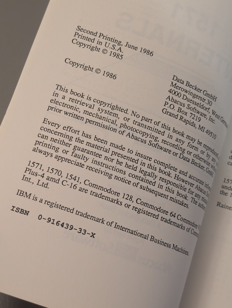 Commodore 1571 Internals C-128 - 1986 Abacus Reference #4 - 80s Data Becker Book