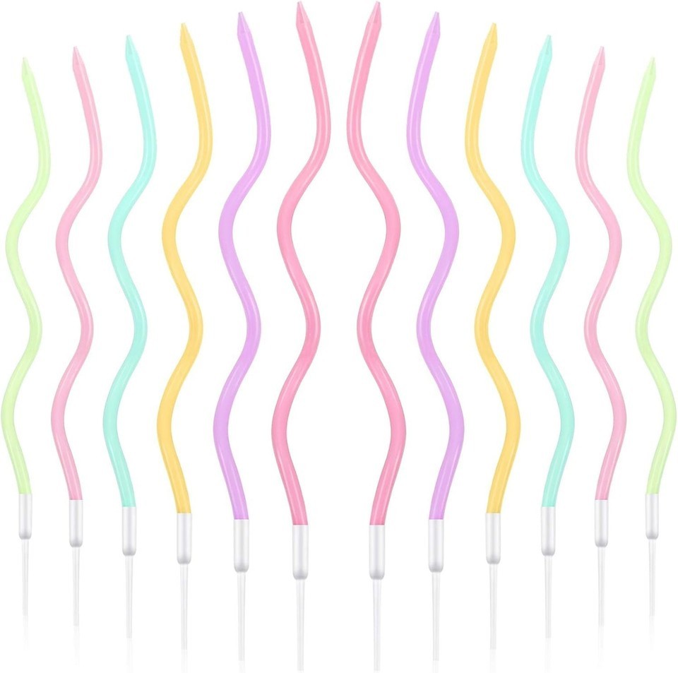 3 pkgs - TWISTED   BIRTHDAY CANDLES -  12 PCS EACH PKG