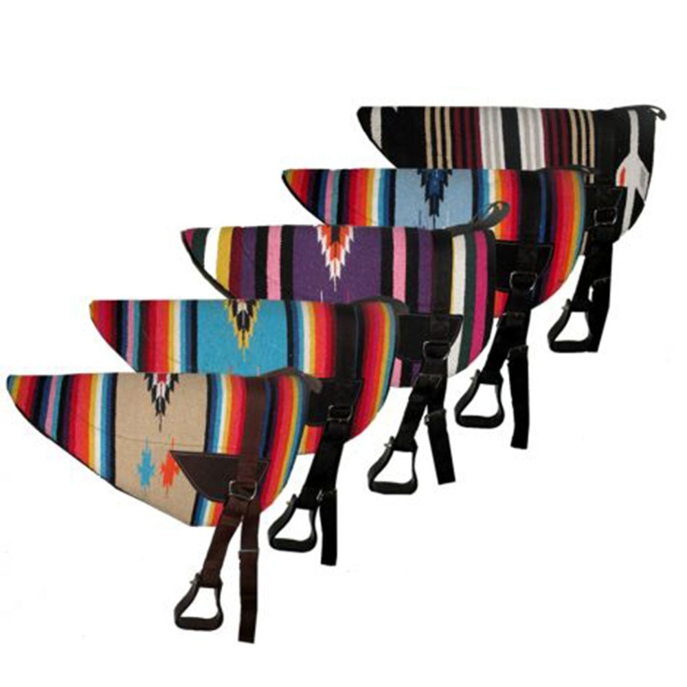 BAREBACK SADDLE PAD Serape Acrylic Top Felt Bottom Adjustable Stirrups & Girth