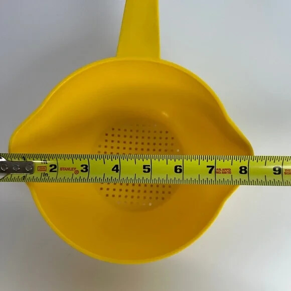 VTG Tupperware Yellow Small Handled Colander Strainer
