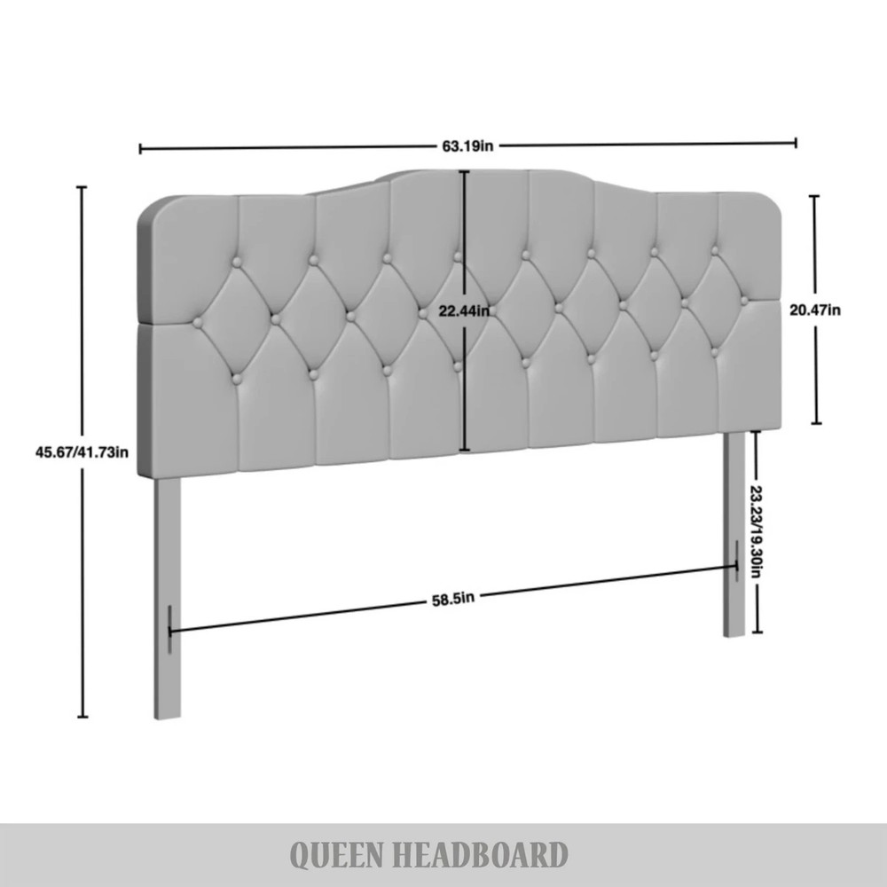 Upholstered King Size Headboard Only Light Blue Adjustable Height Diamond Tufted