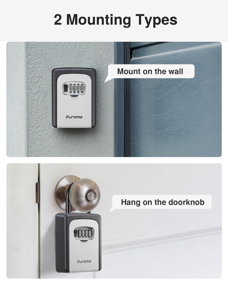 Lock Box Large Key Lock Box Resettable Combination Code Lockbox Portable Wall...