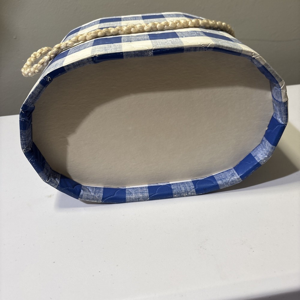 70’s Blue Gingham Vinyl Sewing Box Caddy