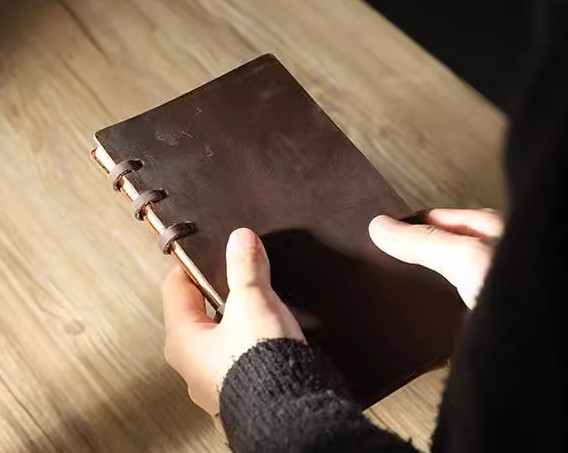 A6 loose leaf Writing note Notebook sketchbook binder Notepad leather brown Q348