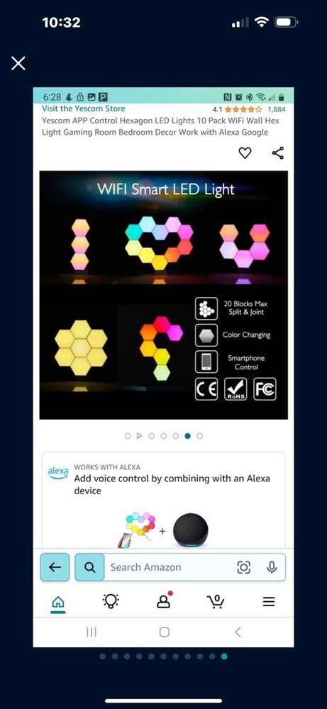 Yescom APP Control Hexagon LED Lights 10 Pack WiFi Wall Hex Light (New)