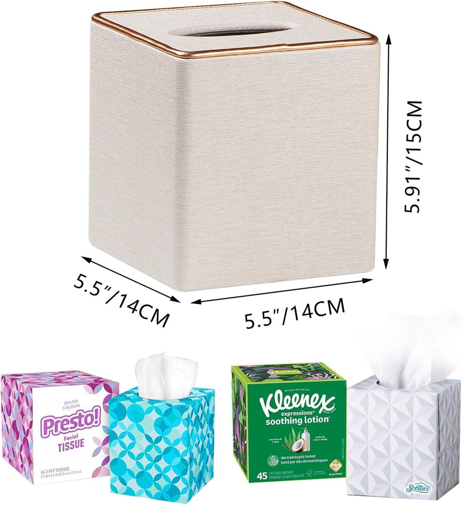 Leather Tissue Box Cover Square,Decorative Cube Tissue Box Holder with Magnetic