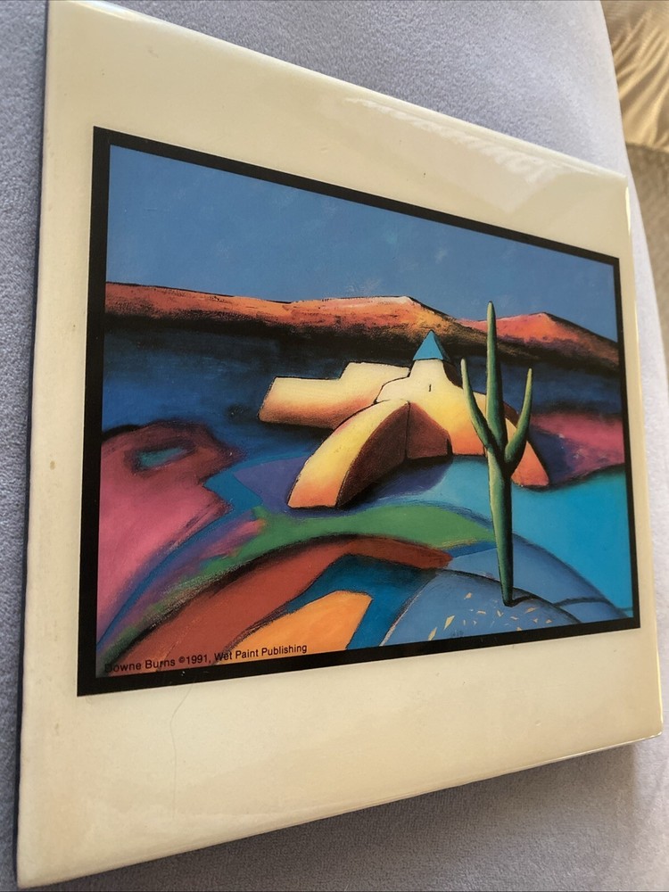 Downé Burns Stand Alone Framed Southwestern Tile Art Signed