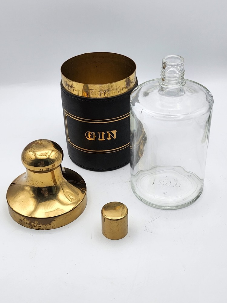 Vintage Gin Leather And Glass Decanter