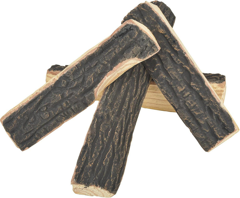 4Pcs Fireplace Ceramic Wood Logs Gas Heat Resistant Realistic Artificial Stackab