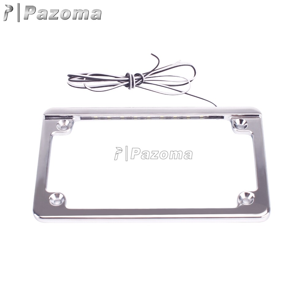 Motorcycle Chrome LED License Plate Bracket Frame w/ Light For Harley Davidson
