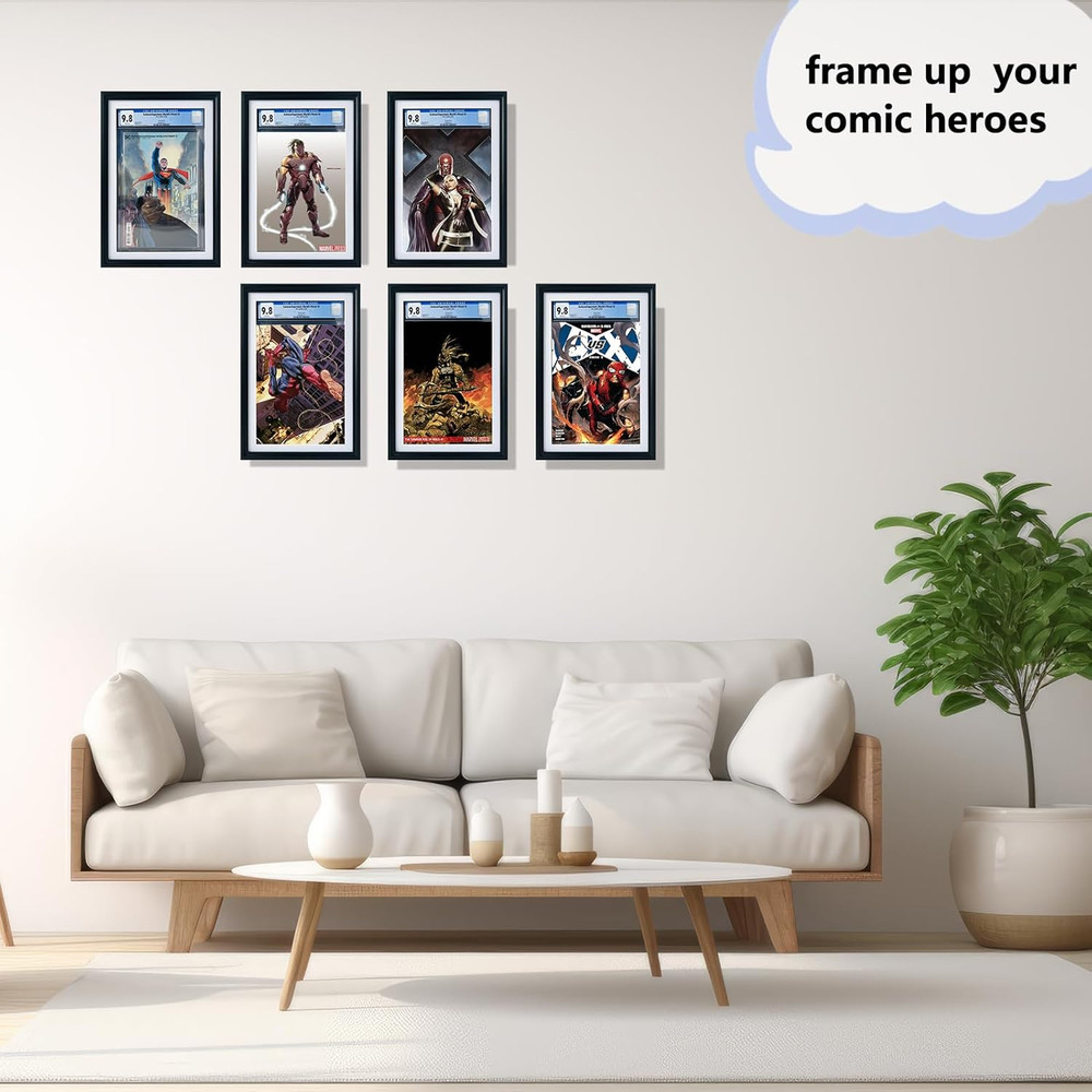 Single Graded Comic Book Frame for Standard CGC Graded Comic Books,Solid Wood Bl