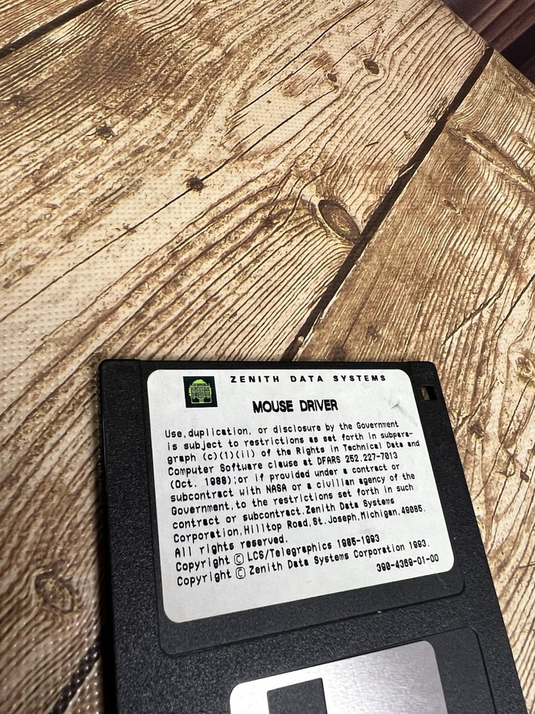 Heath Zenith Data Systems Mouse Driver Floppy Disc