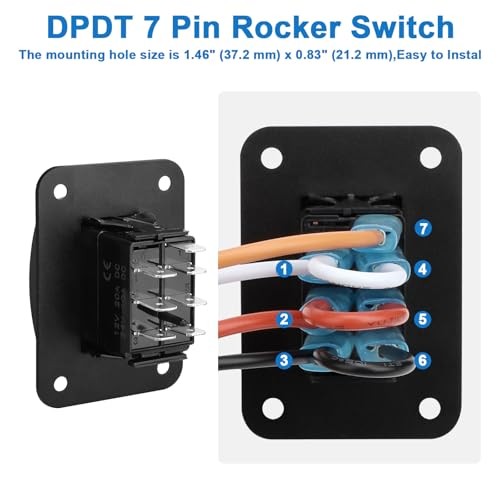2PCS Up Down Momentary Reverse Switch, 12V 24V DPDT 7 Pin Arrow Rocker Toggle