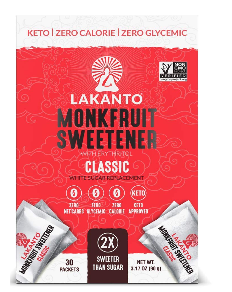 Classic Monk Fruit Sweetener with Erythritol Packets - White Sugar Replacement,