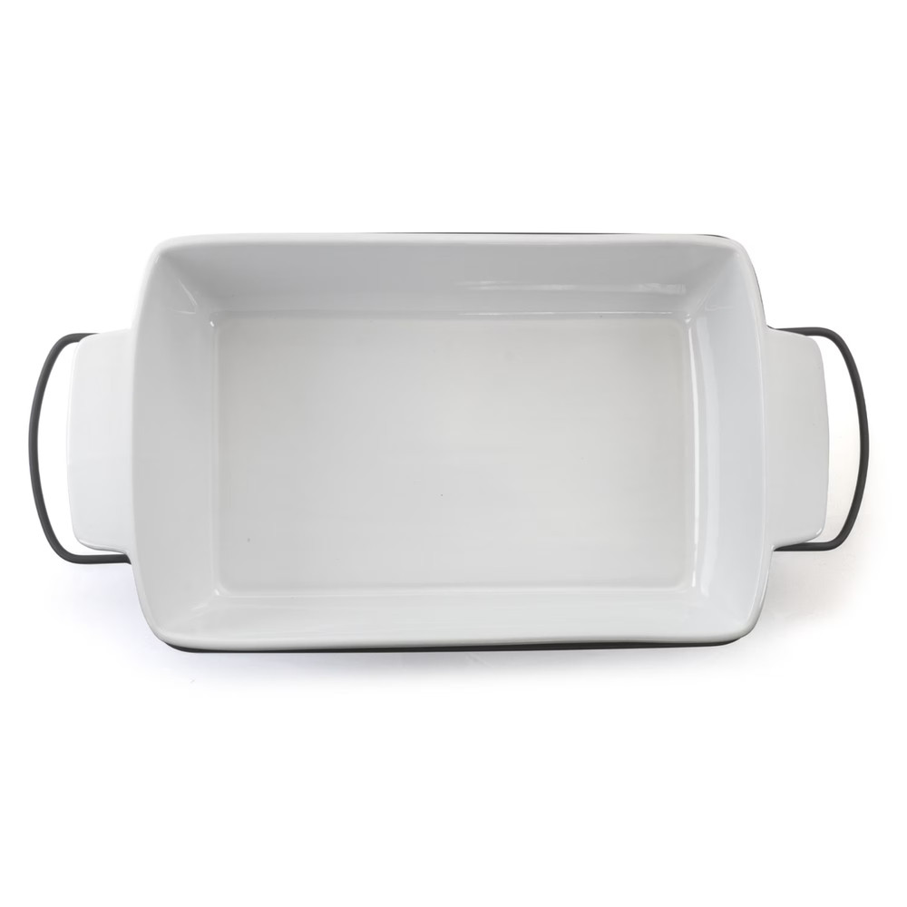 Gibson Elite 2pc Rectangular Stoneware Bakeware Set w Metal Rack Oven Safe