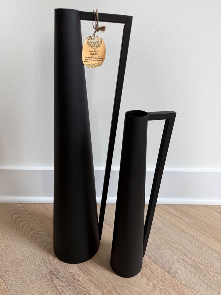 Rustic Metal Cone Decorative Vase Set