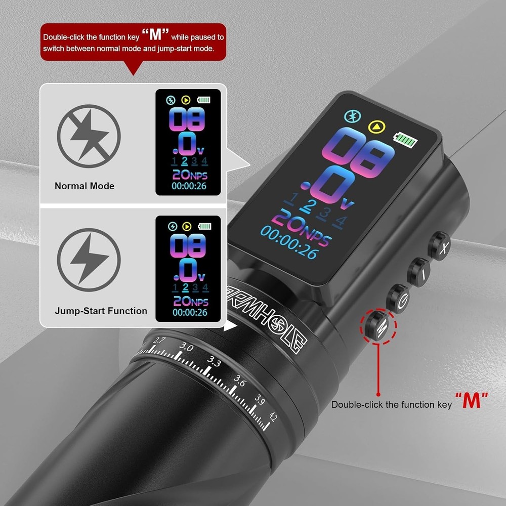 Complete Wireless Tattoo Kit: Adjustable Stroke Machine, 2300mAh Dual Batteries